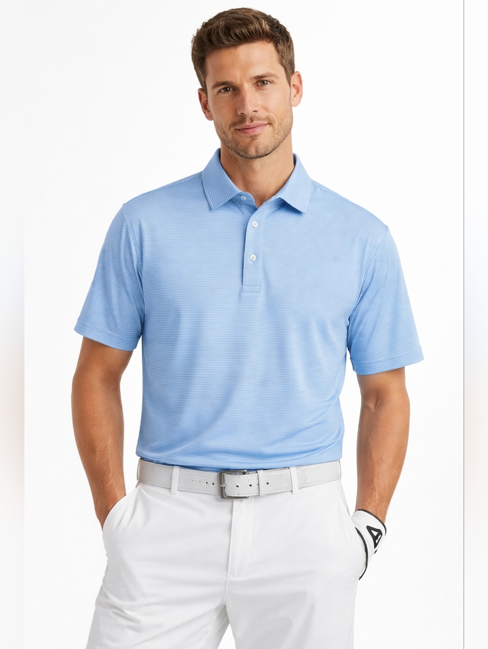 FootJoy Striped Golf Polo Shirt Blue Size Medium Performance Stretch